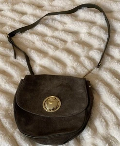 Borsa/borsa a tracolla Talbot's in camoscio marrone, cinturino in pelle fibbia mela - Foto 1 di 10