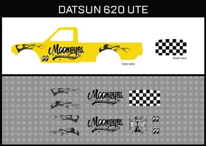 HotWheels(1/64),Datsun 620 UTE "Good Oil 11" Waterslide,PrintedWhiteFirst,Decals - Picture 1 of 5