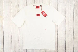 HUGO BOSS DRAMBOK RB OFF WHITE CREAM LARGE PATCH LOGO TSHIRT DEFECT - Picture 1 of 8