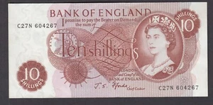BANK OF ENGLAND 1967 10 SHILLING NOTE NOTE J.S.. FFORDE - Picture 1 of 2