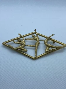1988 JJ Gold Tone Modern Dance Brooch Pin Ballet Jazz Gymnastics Statement - Picture 1 of 3