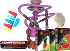 2 Hose Hookah Neon, Two Styles -12" Height, Cute Shape Comes with 10 Instant Cha