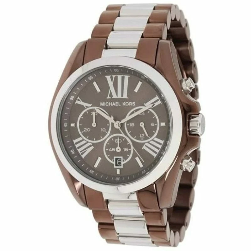 Nuovo Michael Kors Bradshaw 2 Tonalità Marrone + Argento Romano Numeri, - Immagine 1 di 1