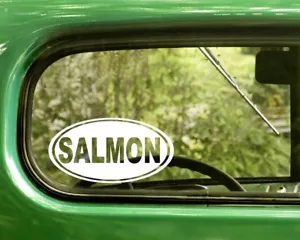 2 LACHS FISCH AUFKLEBER Oval Sticker für Auto Fenster LKW Stoßstange Laptop Wohnmobil - Bild 1 von 1