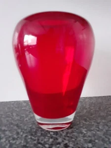 Whitefriars 7" Ruby Red Glass Tapering Vase - Picture 1 of 7