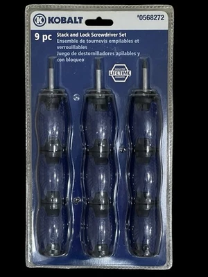 Kobalt 9 Piece Stack & Lock Screwdriver Set Phillips Flathead Torx Square 568272 - Image 1 of 4