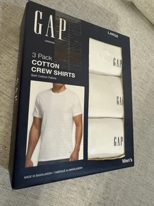 Gap T-Shirt Herren Large weiß Baumwolle - klassische Passform Rundhals Tee 3er Pack ohne Etikett - Bild 1 von 4