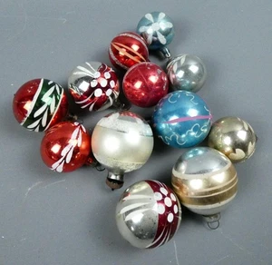 Vintage 1950s Glass Christmas Tree Baubles x12 Ornaments Decorations with Box - Picture 1 of 5