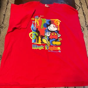 Vintage 90er Mickey Mouse Walt Disney World Magic Kingdom T-Shirt rot Gr. 2XL - Bild 1 von 5