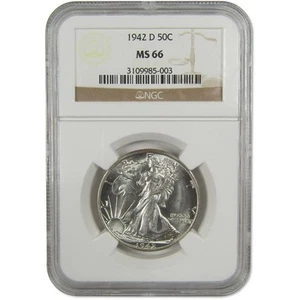1942 D Liberty Walking Half Dollar MS 66 NGC Silver Uncirculated - Picture 1 of 4