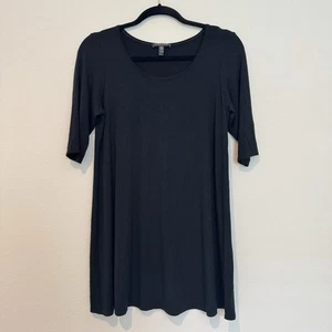 Eileen Fisher Black Short Sleeve Tunic Top Petite Size M - Picture 1 of 5