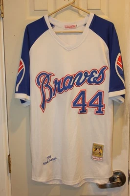 1974 Atlanta Braves Hank Aaron (44) Jersey cosido Mitchell & Ness Jersey - M Foto 1 de 4