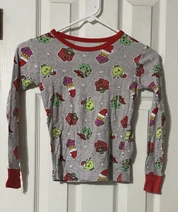 Shopkins Pajamas Set Girls 10 PJ’s Christmas Gray Red - Picture 1 of 12