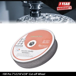 100 Pcs 7"x1/16"x7/8" Cut-off Wheel - Metal & Stainless Steel Cutting Discs - Picture 1 of 7