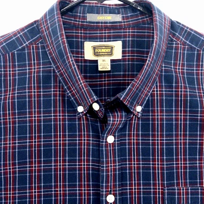 Foundry Supply Co. Men 3XLT Plaid Button Down Long Sleeve Easy Care Shirt - Image 1 of 4