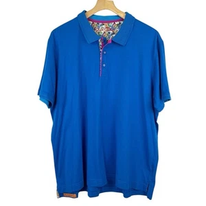 Camisa Polo Robert Graham Manga Corta Azul Estampado Paisley Acento Para Hombre Talla 3XL - Imagen 1 de 9