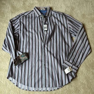 NUEVO CON ETIQUETAS $258 Robert Graham Hermosa Mezcla de Seda 2XL Puño Abatible Botón Frontal Camisa Rosa - Imagen 1 de 10