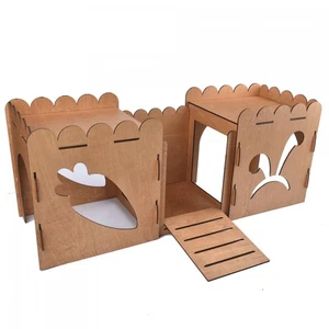 Hasenschloss aus Holz, Versteck für Meerschweinchen, Hasenkäfig, Zubehör, - Bild 1 von 10