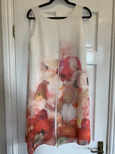 Wallis Womens Ladies Sleeveless Layer Summer Floral Occasion Dress Ivory Size 14 - Picture 1 of 7