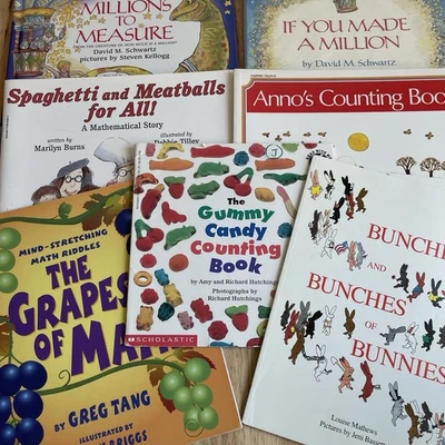Kids Math Picture Book Lot of 7 Counting Numbers Homeschool Classroom Library - Image 1 of 4