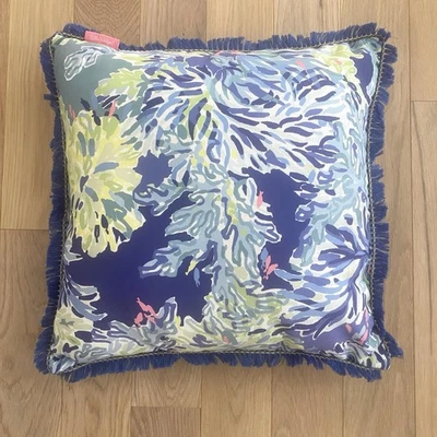Lilly Pulitzer Wade & Sea Blue Tang Gang Throw Pillow Indoor Outdoor Colorful - Image 1 of 4