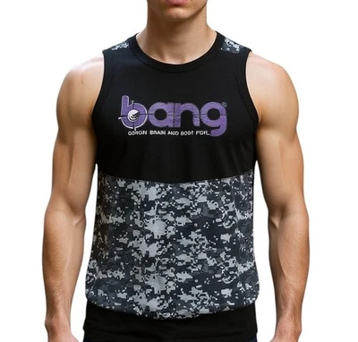Bang Energy Drink Black Purple White Sleeveless Tank Top Graphic Shirt Medium - Image 1 of 4