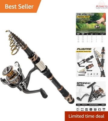 Combo de caña de pescar y carrete giratorio telescópico de fibra de carbono 12+1 rodamientos Foto 1 de 4