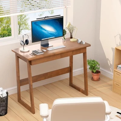 100% Solid Wood Writing Desk - Mid Century Modern Desk, Home Office Desks wit... - Image 1 of 4