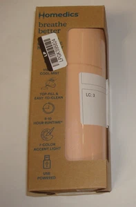 Homedics Breathe Better Portable Ultrasonic Humidifier in Peach. USB - Picture 1 of 2