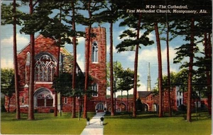 The Cathedral First Methodist Church Montgomery Alabama Linen Postcard - Picture 1 of 2