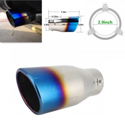 Universal Car Modified Stainless Steel Rear Exhaust Muffler Pipe Tip Tail Throat - Image 1 of 4