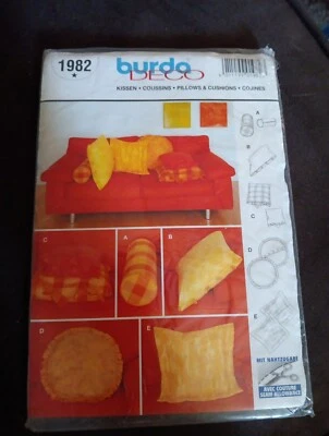 Burda Deco #1982 Pillows & Cushions  Home Decor Cylinder Square NEW UNCUT FF  - Image 1 of 2