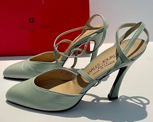 Vintage CHARLES JOURDAN PARIS "Lady Pistache" green Heels Leather 8M NIB - Picture 1 of 11