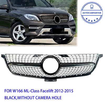 Diamond Front Grille For Mercedes Benz W166 ML-Class Facelift 2012-2015 Black - Imagem 1 de 4