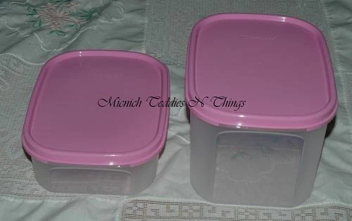 TUPPERWARE MODULAR MATES MINI RECTANGLE SET - ONE OF EACH SIZES #1 & #2  PINK - Image 1 of 1