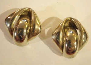 Orecchini Vintage Clip-on Tono Argento Grossi Modificati Stile Bussa Porta Anni '80 - Foto 1 di 2