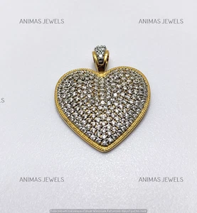 2 kt Laborgefertigter Diamant Cluster Herz Anhänger Halskette 14 K Gelbgold plattiert - Bild 1 von 4
