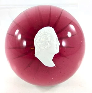 Murano rot & weiß Sulfid George Washington Glas Briefbeschwerer mit Sternsockel - Bild 1 von 4