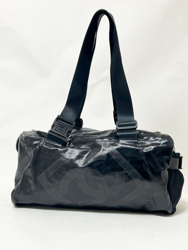 Borsa a tracolla CHANEL Sports Line Boston Coco Mark tela rivestita nera A35980