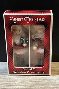 Nussknacker Holz Weihnachtsmann Ornament 2er Set versiegelte Box - Bild 1 von 10