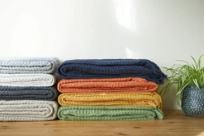 100% Cotton Waffle Style Woven Sofa /Bed Throw in 6 Sizes + Giant Jumbo Size New - Image 1 of 2