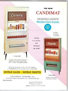 Candimat Snacks & Candy Vending Machine Flyer 8.5" x 11" Mounds Planters 1968