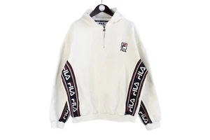Vintage Fila Hoodie 1/4 Zip Size L Crewneck Pullover Jumper 90s Sport Style - Picture 1 of 8