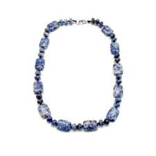 Exquisite Natural Sodalite Stone 18" Necklace with Flat Rectangle Beads