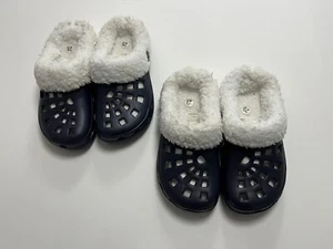2Paar Clogs Hausschuhe gefüttert 28 29 Jungen Pantoffeln Kinder  Neu  Blau  Fell - Bild 1 von 9