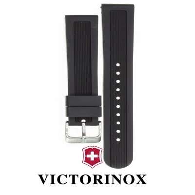 全新 Victorinox 瑞士军队橡胶表带 黑色潜水表表带 22 毫米 20 毫米 x1 — 第 1/4 张图片