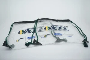 (2) Utah Jazz NBA 15" x 16" Clear Vinyl Ford Fan Zone Drawstring Draw String Bag - Picture 1 of 7
