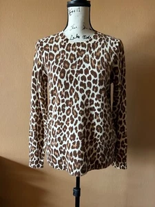 Maglione pullover con equipaggio J Crew nuovo con etichette 100% cashmere in cammello leopardato taglia small - Foto 1 di 5