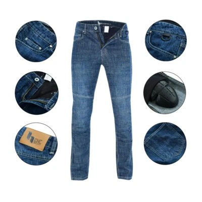 Motorbike Trousers Motorcycle Jeans Pant Made With Kevlar Biker Free CE Armours - Image 1 of 4