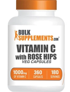 BulkSupplements Vitamin C with Rose Hips 360 Veg Capsules - Immune Support - Picture 1 of 5